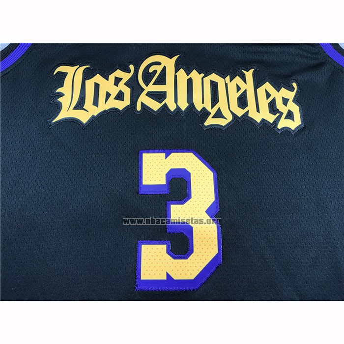 Camiseta Los Angeles Lakers Anthony Davis NO 3 Ciudad 2019-20 Negro